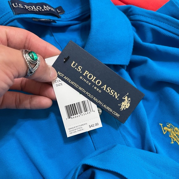 NWT Len’s Size Large U.S.POLO ASSN Short-sleeve Polo Shirt Logo Embroidered Blue - Picture 9 of 14